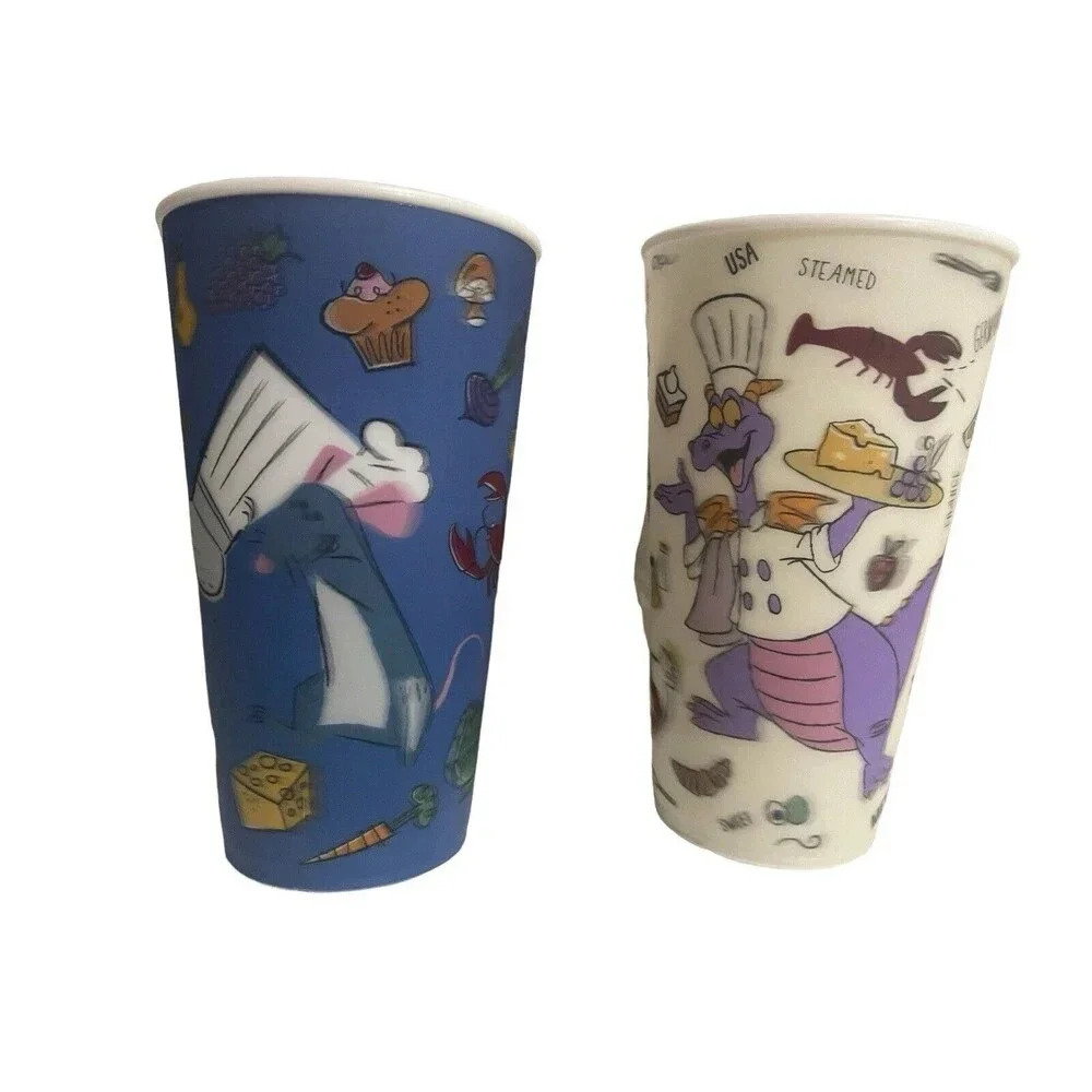 Disney Epcot Food And Wine 2018 Remy And Figment Plastic Cup 3D Set Of 2 RARE